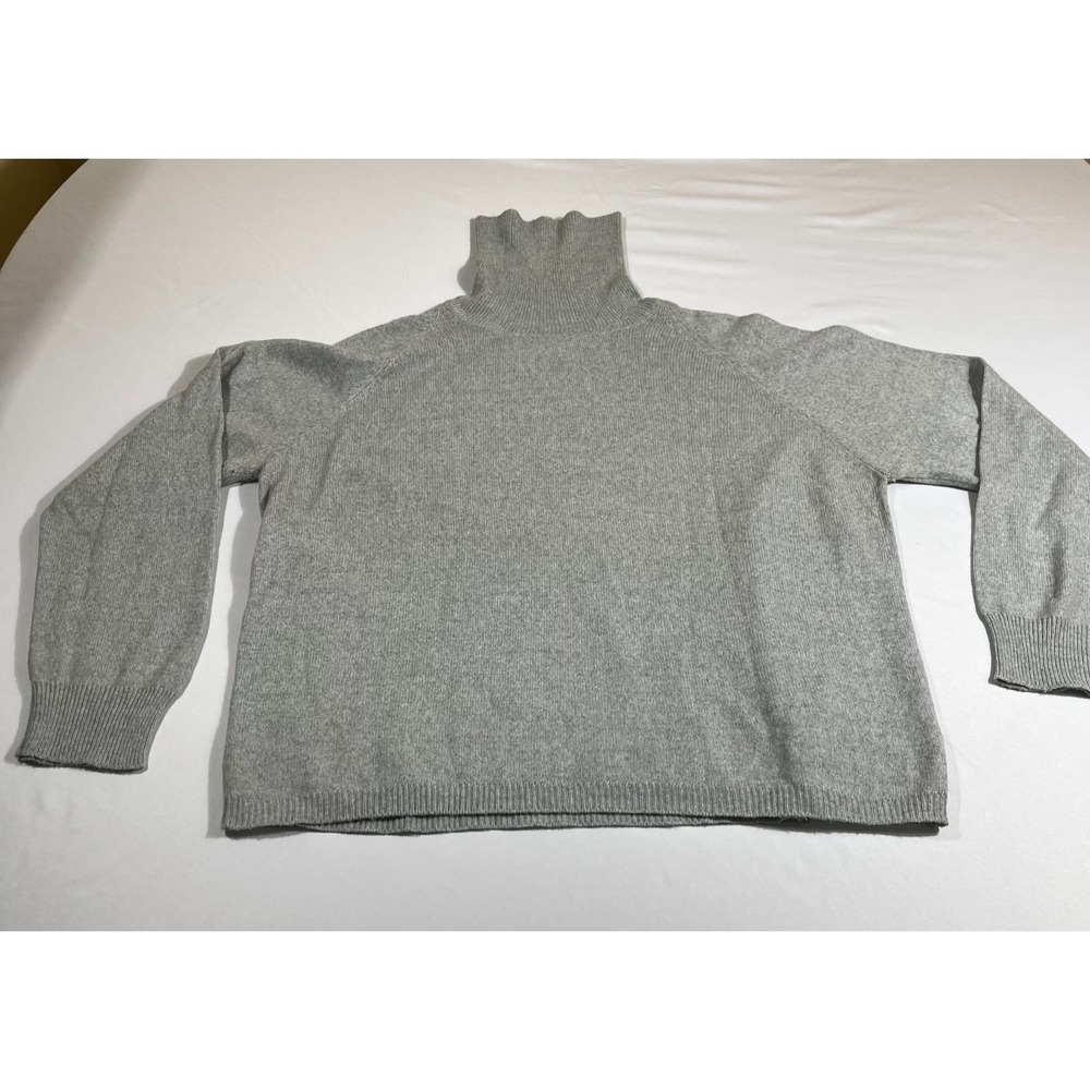 Vintage Gray Cashmere Turtleneck Sweater Minimalist Coqueette Neutral Chic Large